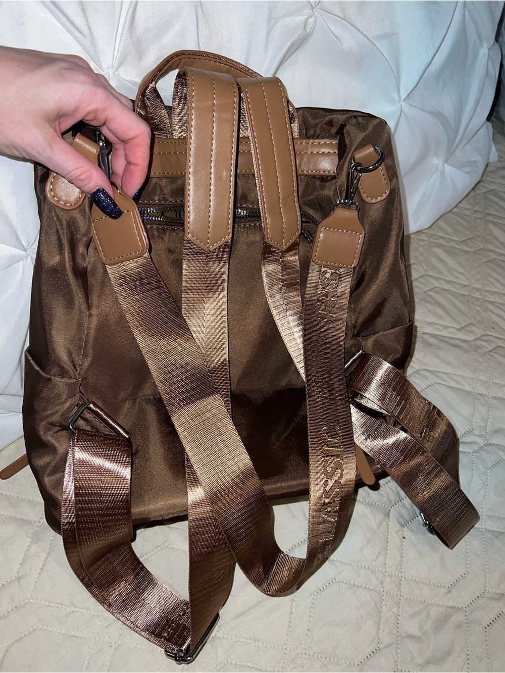 Satin Drawstring Backpack Tote - Picture 6 of 7